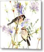 Sparrows And Spring Metal Print