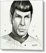 Spock Watercolor Portrait Metal Print