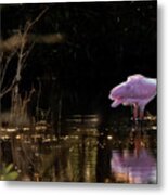 Spoonbill Fishing For Supper Metal Print