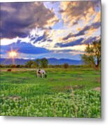 Spring Sunset Over The Rockies Metal Print