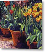 Spring Tulip Pots Metal Print