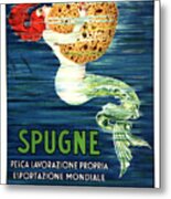 Spugne - Mermaid - Brignone Bath Sponge - Vintage Advertising Poster Metal Print