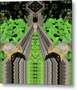 Squirrels On Fence In Surreal World Metal Print