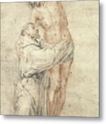 St Francis Rejecting The World And Embracing Christ Metal Print