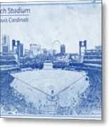 St. Louis Cardinals Busch Stadium Blueprint Names Metal Print