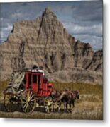 Stage Coach In The Badlands Metal Print
