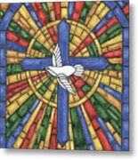 Stained Glass Cross Metal Print