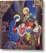 Stained Glass Nativity Metal Print