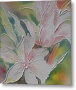 Stained Glass Orchid Metal Print