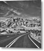 Standing In The Road B W Grand Canyon Butte Page Arizona Art Metal Print