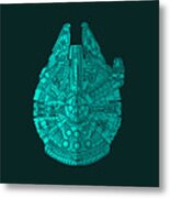 Star Wars Art - Millennium Falcon - Blue 02 Metal Print