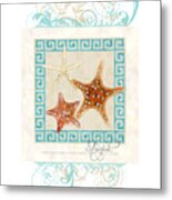 Starfish Greek Key Pattern W Swirls Metal Print