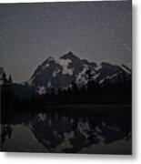 Starry Night Picture Lake Reflection Metal Print