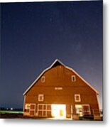 Starry Sky Over A Red Barn Metal Print