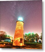 Starry Sky Over The Newburyport Harbor Light Metal Print