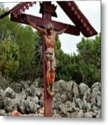 Statue Of Christ On Cross At Medjugorje Pilgrim Site Bosnia Herzegovina Metal Print