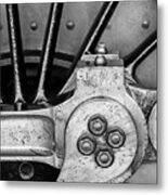 Steam Engine Wheel Bw Metal Print