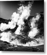 Steaming Iceland Black And White Landscape Metal Print