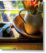 Still Life By Window Metal Print