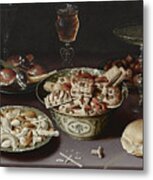 Still Life Of Porcelain Vessels Containing Sweets Metal Print