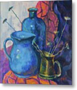 Still Life With A Blue Bottle And The Other Subjects Metal Print