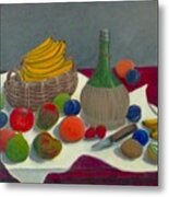 Still Life With Chianti And Fruits Metal Print