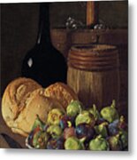Still Life With Figs And Bread Metal Print