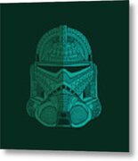 Stormtrooper Helmet - Star Wars Art - Blue Green Metal Print