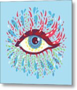 Strange Blue Psychedelic Eye Metal Print