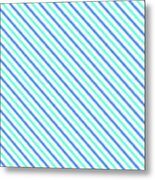 Stripes Diagonal Turquoise Blue Summer Simple Modern Metal Print