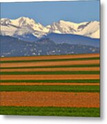 Stripped Fields And Balloon Metal Print