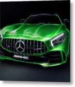 Stylized Illustration 2017 Mercedes Amg Gt R Coupe Sports Car Metal Print