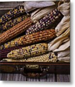 Suitcase Full Of Indian Corn Metal Print