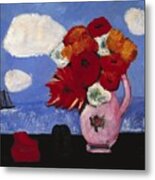Summer Clouds And Flowers Metal Print