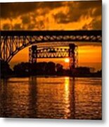 Summer Sunset On The Cuyahoga River Metal Print