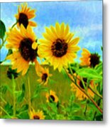 Sunflower Along The Road Metal Print