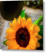 Sunflower And Saxophone Metal Print