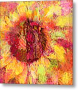 Sunflower Burst In Pink Metal Print