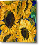 Sunflower Faces Metal Print