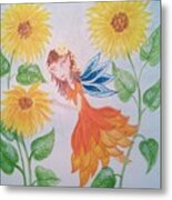 Sunflower Fairy Metal Print