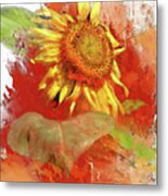 Sunflower In Red Metal Print