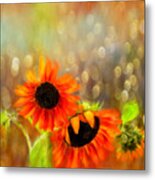 Sunflower Rain Metal Print
