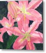 Sunlit Lilies Metal Print