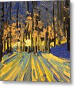 Sunrise Forest Modern Impressionist Landscape Painting Metal Print