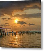 Sunrise Pier Over Water Metal Print