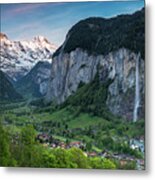 Sunset Above The Lauterbrunnen Valley Metal Print