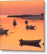 Sunset And Great Blue Heron Pamet Harbor Cape Cod Metal Print