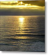 Sunset At Praia Pequena, Small Beach In Sintra Portugal Metal Print