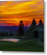 Sunset At The Foster Covered Bridge Metal Print