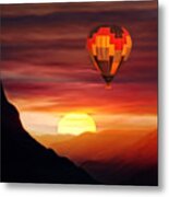 Sunset Balloon Ride Metal Print